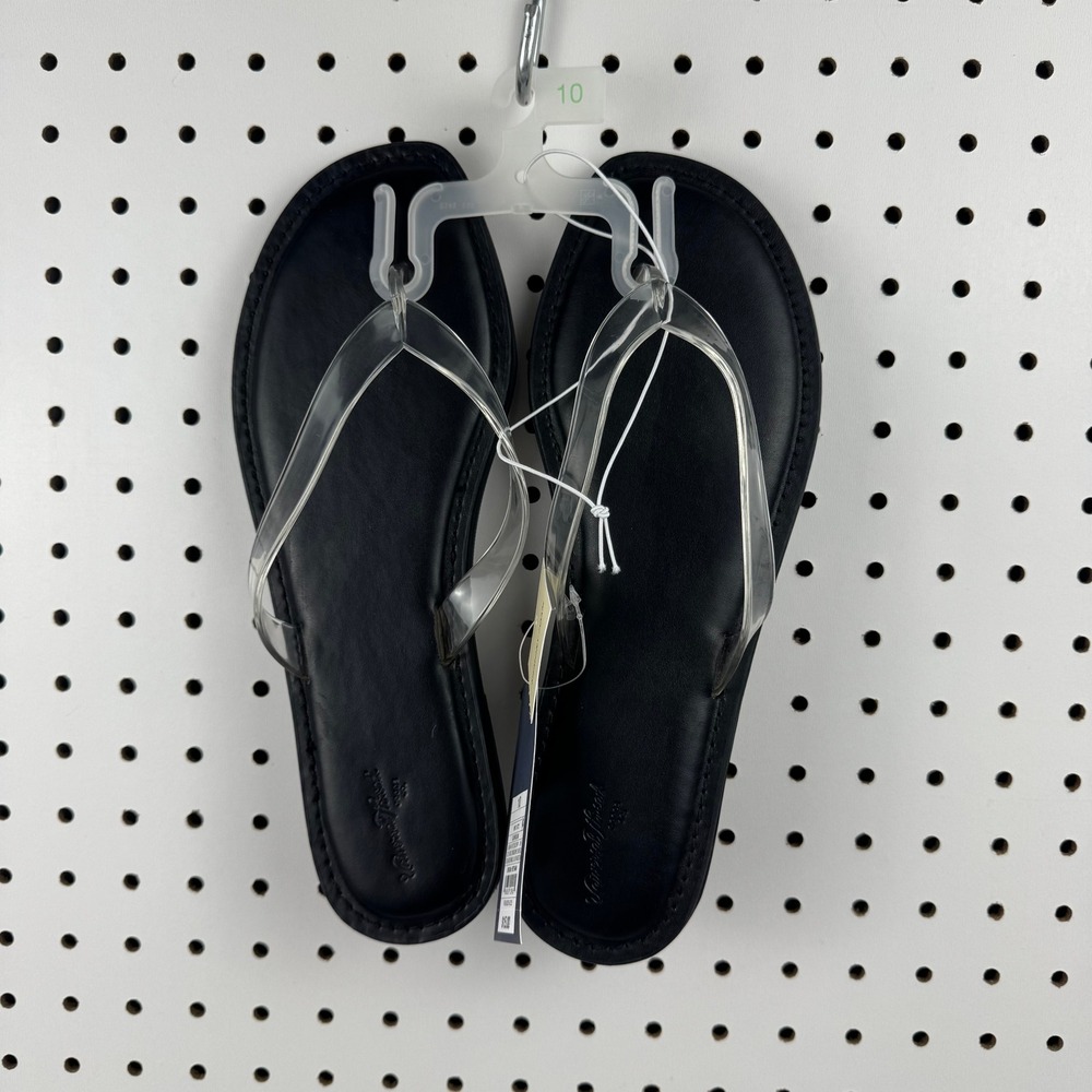 Universal Thread Keilani Clear Strap Flip Flop Sandals Black Memory Foam Size 10